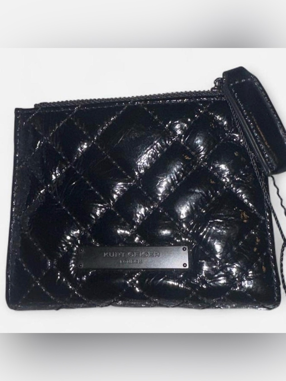 Kurt Geiger Black Quilted Patent Wallet